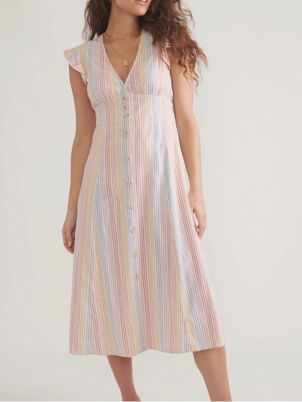 Marine Layer Camila Midi Dress in Hemp and Tencel blend